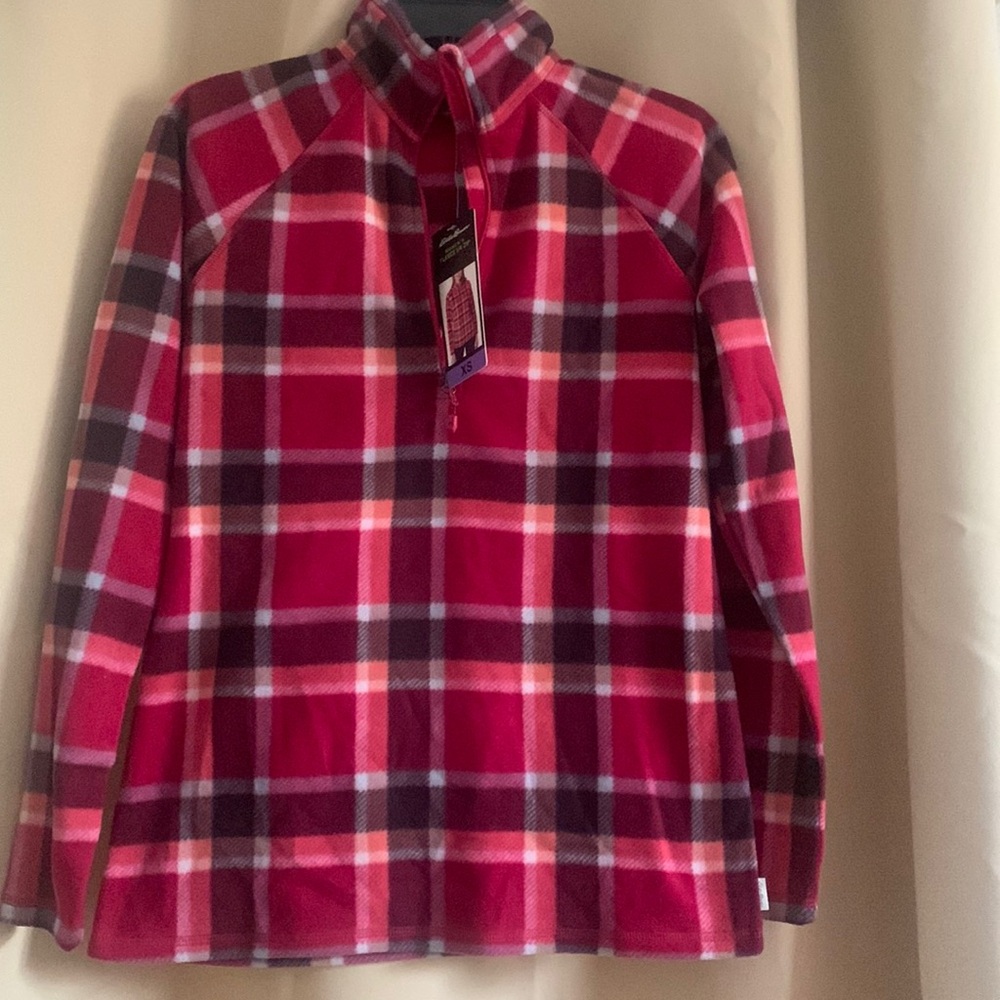Eddie Bauer Womens Xsmall Pink Fleece Quarter Zip Pullover